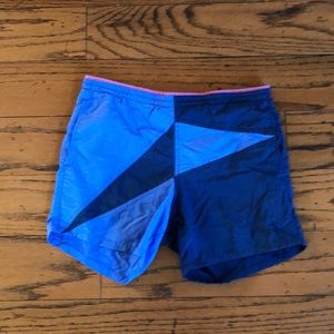 Vtg Bill Blass colorblock slate Navy swim shorts S
